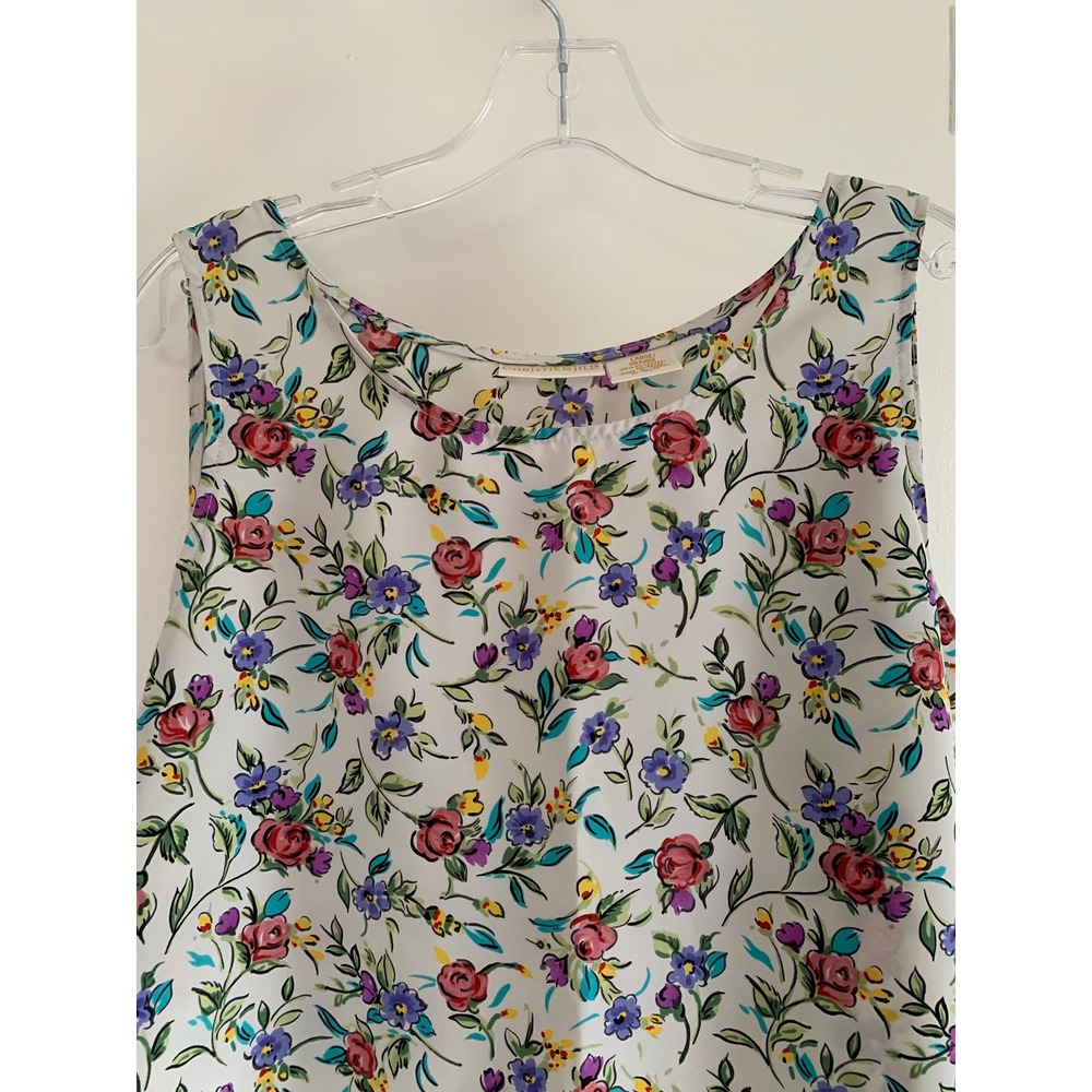 Vintage 90s Christie & Jill Ditsy Floral Tank Top Cottagecore Blouse Womens Lg